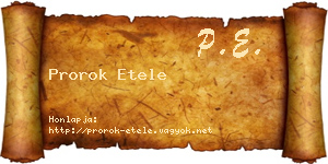Prorok Etele névjegykártya